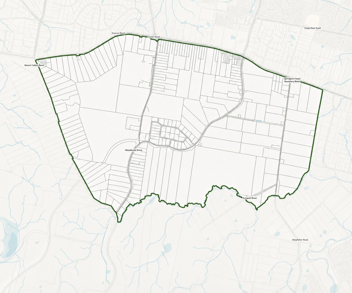 Overview map showing the distinctive boundary of the Southern Thornlands Priority Development Area